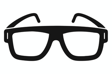 Black Vector Illustration of Fashionable Eyeglasses with Thick Frames and Curved Temples