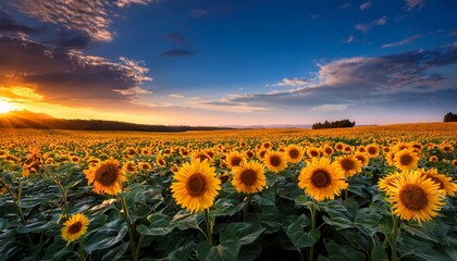 Fototapeta premium vibrant sunflowers in a summer field
