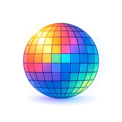 Fototapeta premium Sphere Composed of Colorful Square Tiles on a White Background