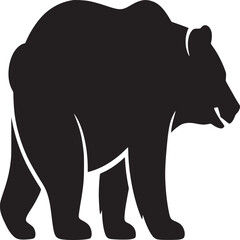 A black bear silhouette standing on a white background in a simple and minimalist style image art
