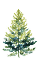 Fototapeta premium Watercolor illustration of a bright green Christmas tree.