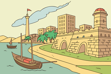 Naklejka premium Makassar, Indonesia – A port city in Sulawesi with historic forts.