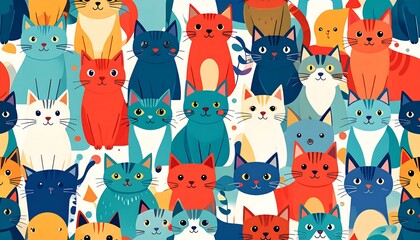 Cute cats pattern, various colors