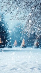 A Serene Winter Wonderland with Snowy Trees, Ideal for Holiday Celebrations and Nature Lovers