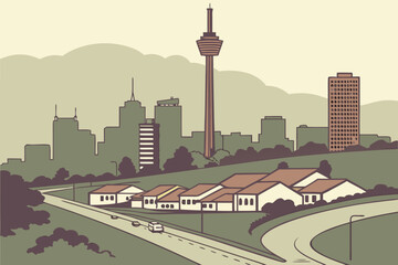 Obraz premium Johannesburg, South Africa – South Africa’s economic powerhouse and mining hub.