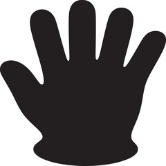 Obraz premium A simple black silhouette of a hand with five fingers on a plain white background in a studio shot