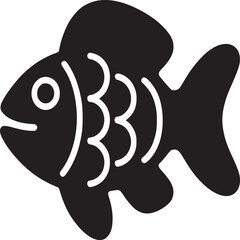 Illustration of a black fish with white details on a white background in a simple and clean style