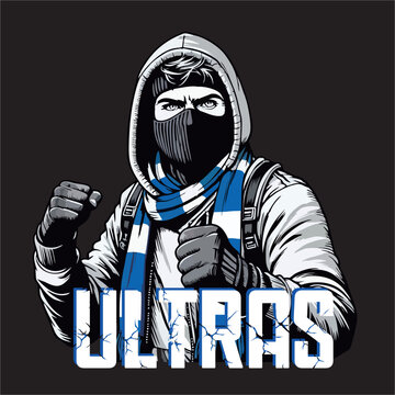 illustration vector graphic of Football fans ultras hooligan design for logo, t-shirt, etc

