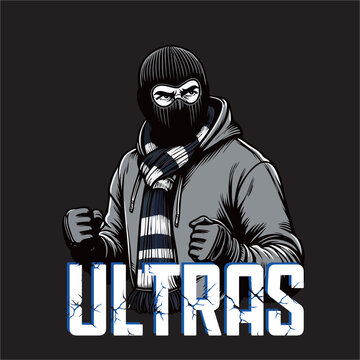 illustration vector graphic of Football fans ultras hooligan design for logo, t-shirt, etc
