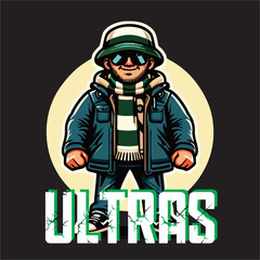 illustration vector graphic of Football fans ultras hooligan design for logo, t-shirt, etc
