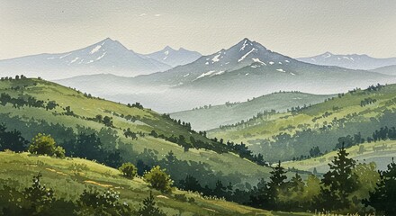 Fototapeta premium mountain scenery painting