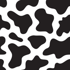 seamless black and white cow pattern vector. Cow print. 