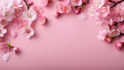 Naklejka premium pastel pink backdrop with blooming cherry blossoms