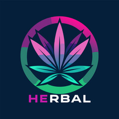 Herbal Cannabis Leaf Gradient Logo Vector