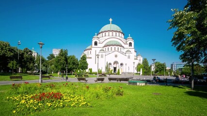 The temple of saint sava in belgrade, serbia on a bright summer day