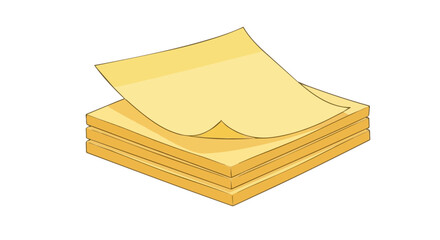 A vector Illustration of a stack of yellow sticky notes with the top one peeling back slightly to reveal others