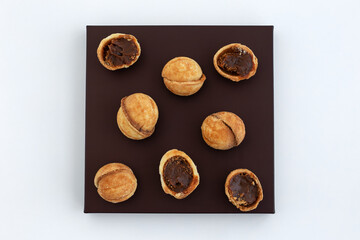 Delicious walnut shaped cookies filled with boiled condensed milk