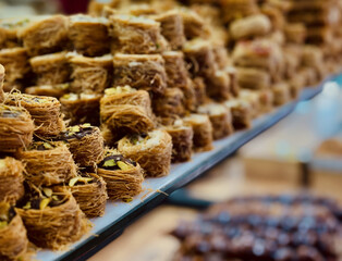 arabian sweets on the window of the Saclav and Lukum store