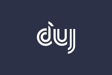 DUJ Creative Unique Modern Letter Logo Design. Elegant Monogram Logo Design with Decorative Elements and Typography