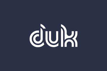 Naklejka premium DUK Creative Unique Modern Letter Logo Design. Elegant Monogram Logo Design with Decorative Elements and Typography