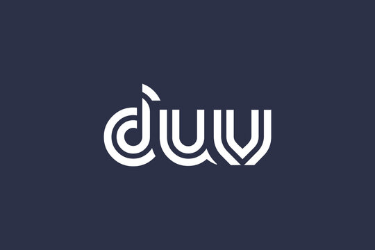 DUV Creative Unique Modern Letter Logo Design. Elegant Monogram Logo Design with Decorative Elements and Typography
