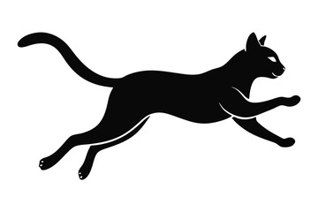 Black Silhouette of Cat MidLeap with Arched Back and Extended Limbs on Display