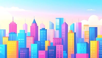 Naklejka premium Colorful cityscape illustration (2)