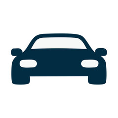 Obraz premium Simple dark blue silhouette of a car front view