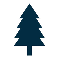 Simple dark blue silhouette of a pine tree
