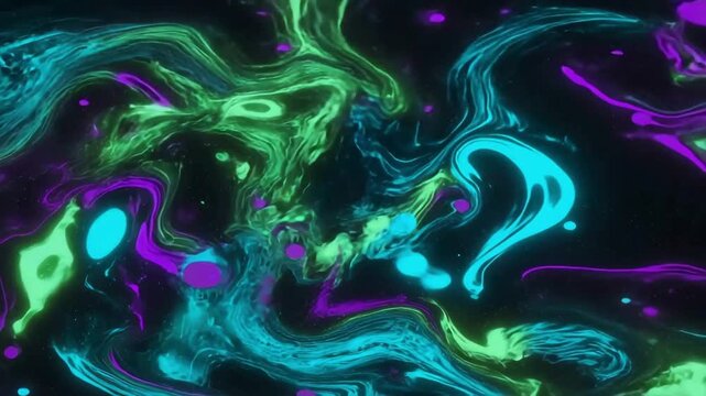 Vibrant Fluid Marble Pattern with Blue, Green, and Purple Abstract Swirls