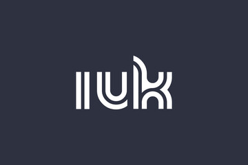 IUK Creative Unique Modern Letter Logo Design. Elegant Monogram Logo Design with Decorative Elements and Typography