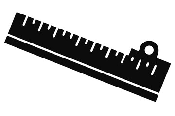 Black Ruler Icon with Measurement Markings and Hanging Hole, Educational Tool Design
