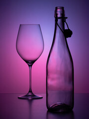 Vine glass and glass bottle with color filters
