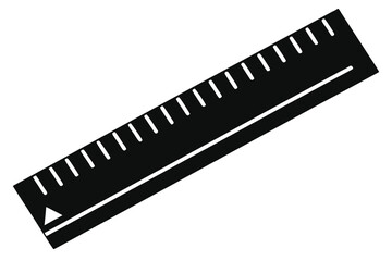 Black Ruler Illustration Showing Increments and Triangle Starting Point for Measurements and Drawing