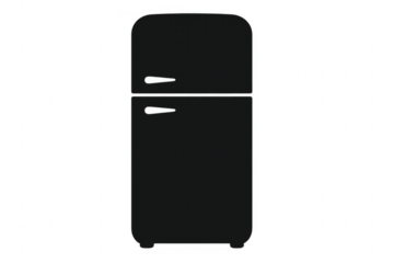 Black retro refrigerator icon on transparent background