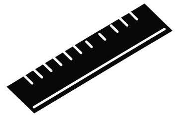 Black and White Ruler Icon Showing Measurement Increments for School or Office Work
