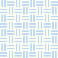 Seamless basketweave pattern in pastel blue colour on a light background. Vector geometric background for fabric, decor.