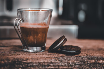 Coffee in glass cup