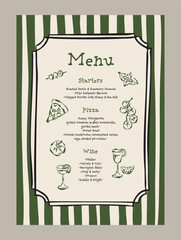 Elegant vector menu template with food doodles