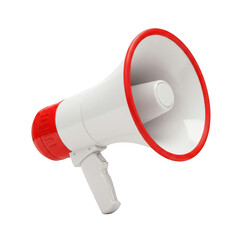 3d megaphone with red trim isolated on transparent background