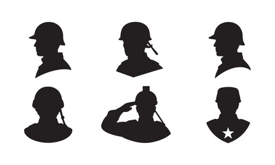 Female Head Silhouette Icons for Beauty and Fashion Design