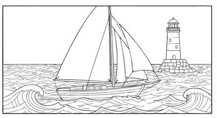 Sailing Adventure A Nautical Journey with Lighthouse in View
