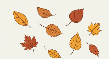 Autumn Leaves Illustration Fall Foliage Design Elements