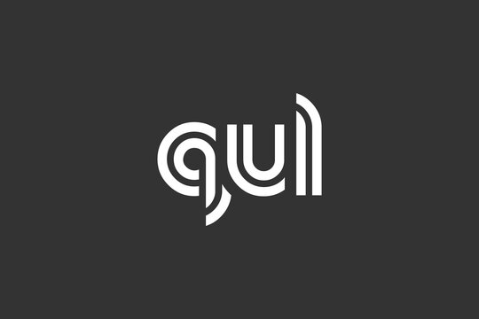 QUL Creative Unique Modern Letter Logo Design. Elegant Monogram Logo Design with Decorative Elements and Typography