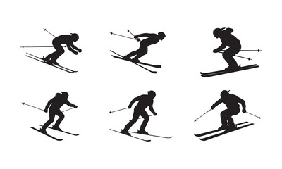 Fototapeta premium Surfing Silhouette Icons for Summer and Beach Design