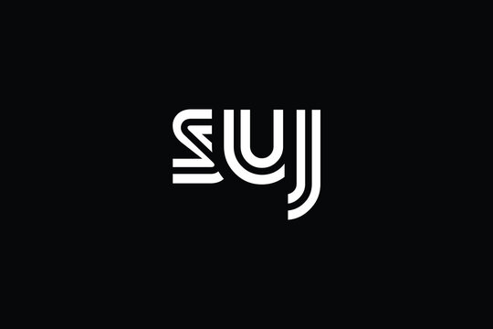 SUJ Creative Unique Modern Letter Logo Design. Elegant Monogram Logo Design with Decorative Elements and Typography