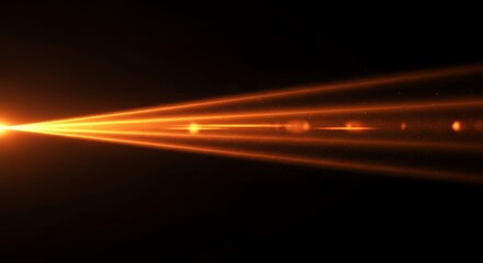 Dynamic orange light beams with glowing particles create a powerful, energetic visual effect