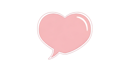 Pale Pink Heart Shaped Speech Bubble Icon Representing Love Conversation Friendship Romance Connection and Emotion Isolated on Transparent Background