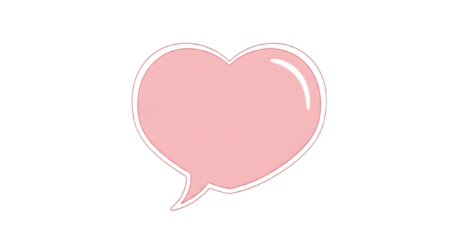 Pale Pink Heart Shaped Speech Bubble Icon Representing Love Conversation Friendship Romance Connection and Emotion Isolated on Transparent Background - Powered by Adobe