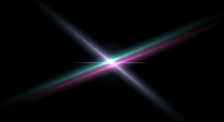 Dynamic glowing light streaks with vibrant pink and teal hues against a dark backdrop